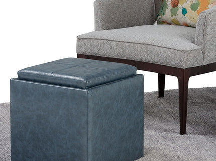 Rockwood - Upholstered Cube Storage Ottoman With Tray