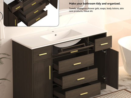 Bathroom Vanity With Abundant Storage 2 Soft Close Doors And 6 Drawers