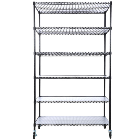 6 Tier 6000Lbs Capacity Nsf Metal Shelf Wire Shelving Unit, Heavy Duty Adjustable Storage Rack With Wheels & Shelf Liners For Commercial Grade Utility Steel Storage Rack