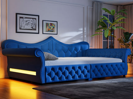 Upholstered Daybed With LED Lighting And Nailhead Trim