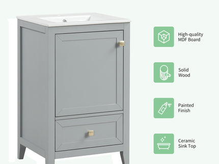 Bathroom Vanity With Sink, Soft Closing Cabinet Door, Storage Rack And Drawer