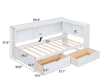 Daybed With 2 Storage Drawers, Storage Cabinets, USB Ports