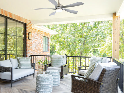 52" Ceiling Fan With Light Featuring 5 Blades Dimmable LED And Memory Function - Nickel