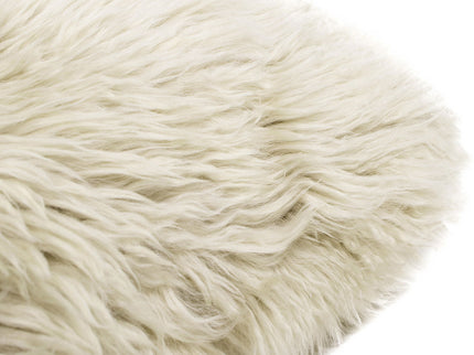 Astrid - Square New Zealand Sheepskin Accent Throw Pillow Cover With Feather Insert - Taupe / Natural