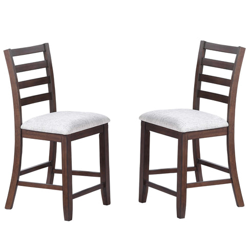 6 Piece Counter Height Dining Set Table With Storage Ladder Back Chairs And Bench - Walnut