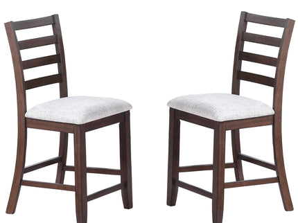 Ladder Back Design Counter Height Dining Chairs (Set of 2) - Walnut
