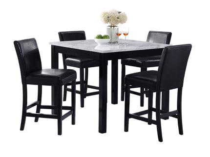 Modern 5 Piece Counter Height Dining Set With Tufted Nail Head Chairs