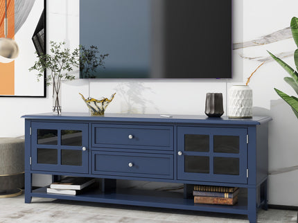 TV Stand, Entertainment Center With Dual Drawers And Hidden Storage, Cabinet With Soft Closing Doors And Sleek Panel Design