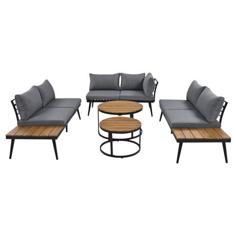 Modern Outdoor Sectional Sofa Set With Nesting Coffee Tables