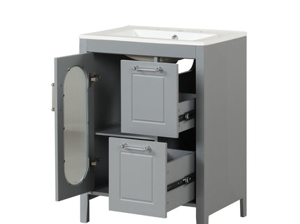 Modern Bathroom Vanity With Sink, Cabinet With 2 Drawers And Door, Adjustable Shelf