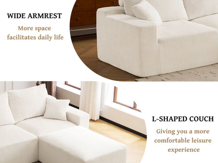 L Shaped Sectional Sofa, Full Compression 3 Seater Cloud Couch With Chaise