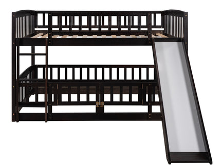 Low Bunk Bed With Slide, Fence And Ladder