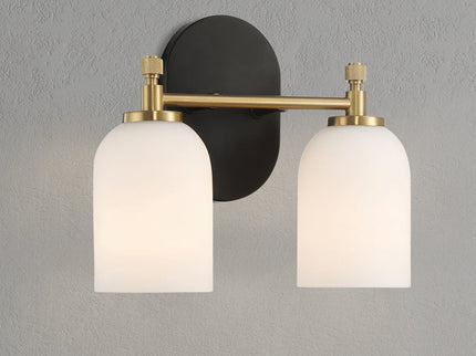 Vortex - 2 Lights Vanity In Style For Over Bathroom Mirror Wall Sconce - Black / Gold / White