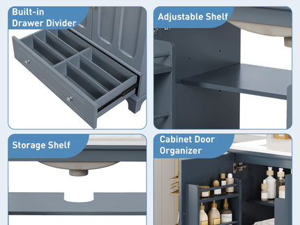 Bathroom Vanity With Sink, Cabinet With Adjustable Shelf And Drawer Divider