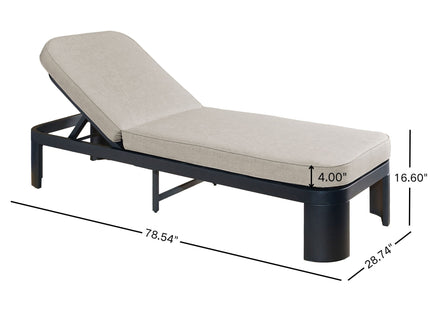Outdoor Chaise Lounge With Cushion, 5 Position Adjustable Backrest