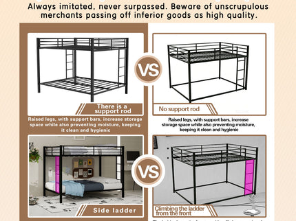 Bunk Bed For Kids, Convertible Frame With Ladders & Guardrail