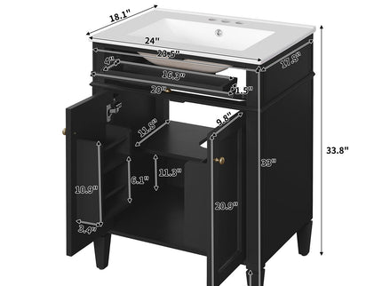 Bathroom Vanity With 2 Doors And Tip Out Drawer, Soft Closing Hinges