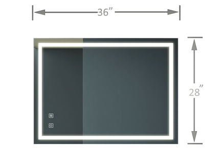 Bathroom Vanity Rectangle Mirror With Front Lighting, Anti Fog, Dimmable, Smart Memory Function