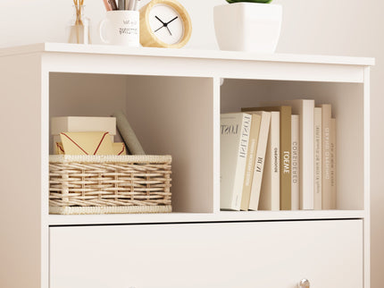 Toy Storage Organizer With Large Drawer And Low Bookshelf For Nursery & Playroom - White