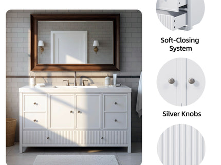 Bathroom Vanity With Separate Sink, Soft Close Doors And 4 Drawers