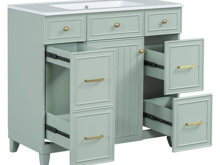 Bathroom Vanity With Ceramic Sink, Soft Close Doors, Adjustable Shelves