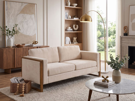 Modern Sofa With Solid Wood Legs, 3 Seater