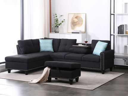 Alger - Left Hand Facing Sofa & Chaise With Ottoman