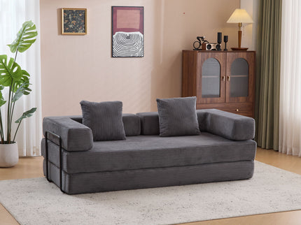 Floor Couch, Convertible Floor Sofa Bed With Pillow Back Support Armrest