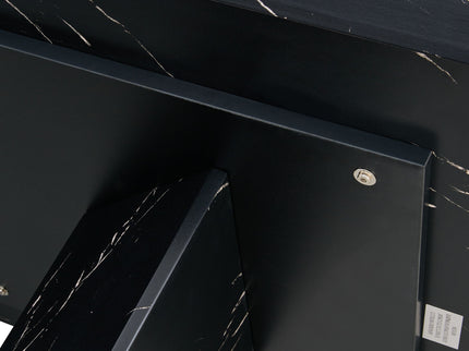 Modern Dining Table With Marbled Design For Luxurious Elegance - Black