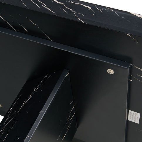 Modern Dining Table With Marbled Design For Luxurious Elegance - Black