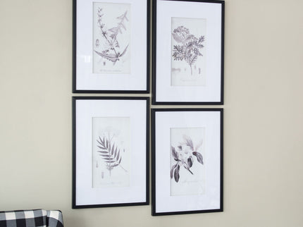 Botanical Wall Art Prints, Home Decor For Living Room Dining Room, Bedroom, Hallway (Set of 4) - White / Black