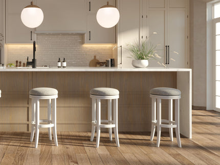 Backless Swivel Stool With Upholstered Seat