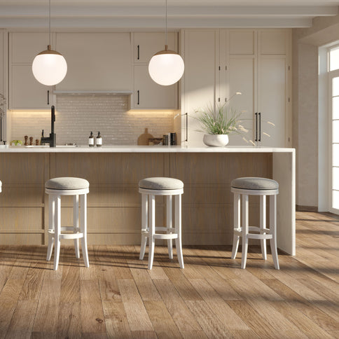Backless Swivel Stool With Upholstered Seat