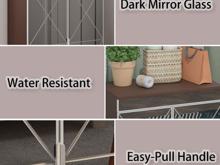 Elegant Decor Mirrored Shoe Cabinet With Edging Double Door Storage Cabinets Glass - Brown / Silver / Gray