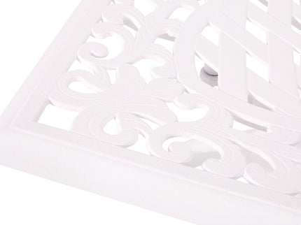Celestine - Outdoor Cast Aluminum Dining Table With Floral Lattice Design And Umbrella Holder