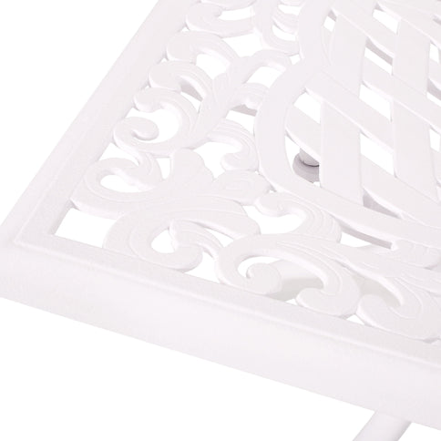 Celestine - Outdoor Cast Aluminum Dining Table With Floral Lattice Design And Umbrella Holder