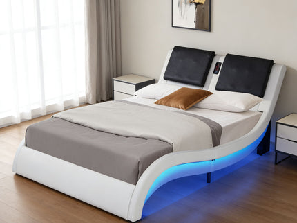 Platform Bed Frame With LED Lighting, tooth Music, Vibration Massage