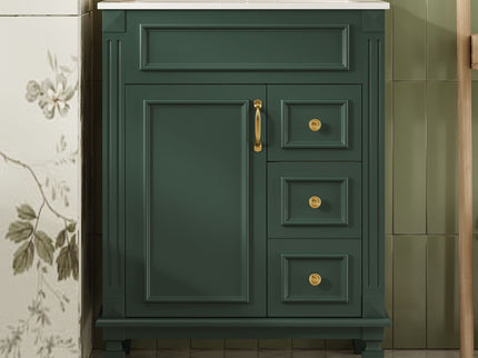 Bathroom Vanity With Sink, Compact Cabinet & 2 Drawers And Adjustable Shelf