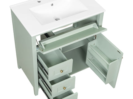 Modern Bathroom Vanity With Sink, 3 Drawers And Adjustable Shelf