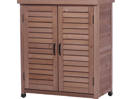 Potting Bench With Storage Cabinet And Metal Table Top For Outdoor