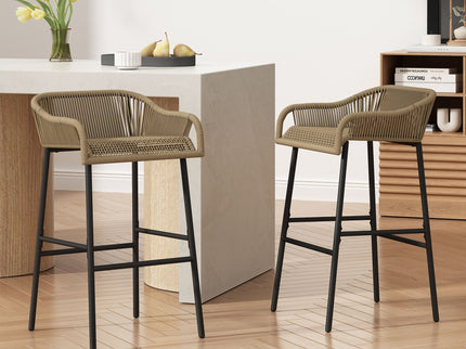 La Push - Outdoor Rope Barstool (Set of 2) - Black / Brown