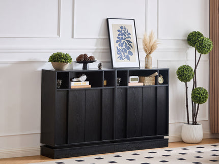Fluted Sideboard Buffet Cabinet With 2 Doors And Adjustable Shelf, Storage Cabinet For Entryway