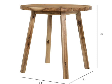 Round Dining Table, Solid Wood - Natural Wood / Brown