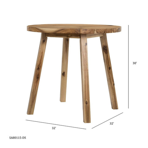 Round Dining Table, Solid Wood - Natural Wood / Brown
