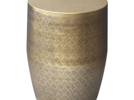 Johnsen - Cross Hatch Pattern Accent Table - Antique Gold