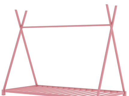 Metal House Platform Bed With Triangle Structure, Low Profile Design