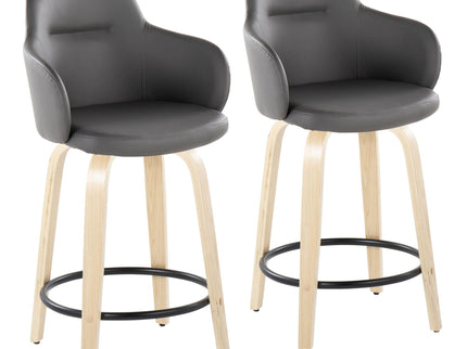 Boyne - Contemporary Fixed Height Counter Stool With Swivel (Set of 2) Round Footrest