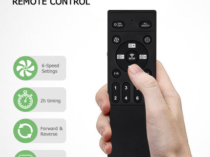 Bladeless Ceiling Fan With Remote Control, 6 Speeds Dimmable Light, Enclosed Low Profile For Living Room - Black
