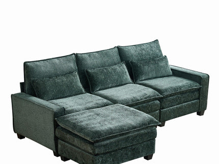 Modern Comfy L Shaped Sectional Sofa With Movable Ottoman