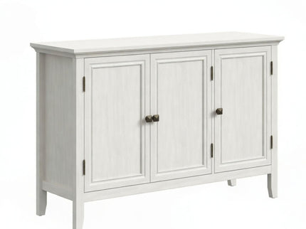3 Door Buffet Cabinet With Adjustable Shelves - Matte White / Grayish